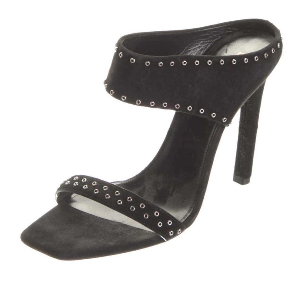 Saint Laurent suede cutout slides